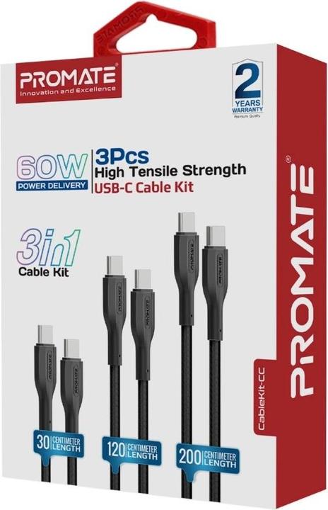 Immagine prodotto ProMate Set di cavi USB-C CableKit-CC (0.30 m, USB 2.0, 60 W)