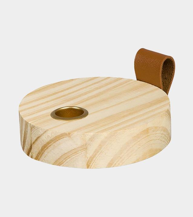 Actual product image Halbach Candlestick, Natural Wood Candle Holder