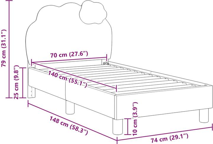 Produktbild vidaXL Moderner Bettrahmen (70 x 140 cm)