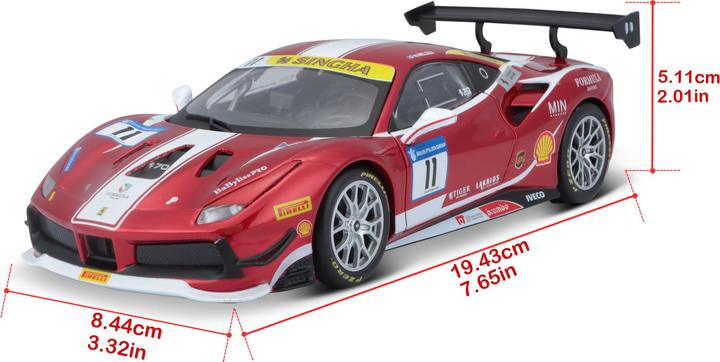 Actual product image Bburago Ferrari Racing kit 488 Challenge 1/24 red