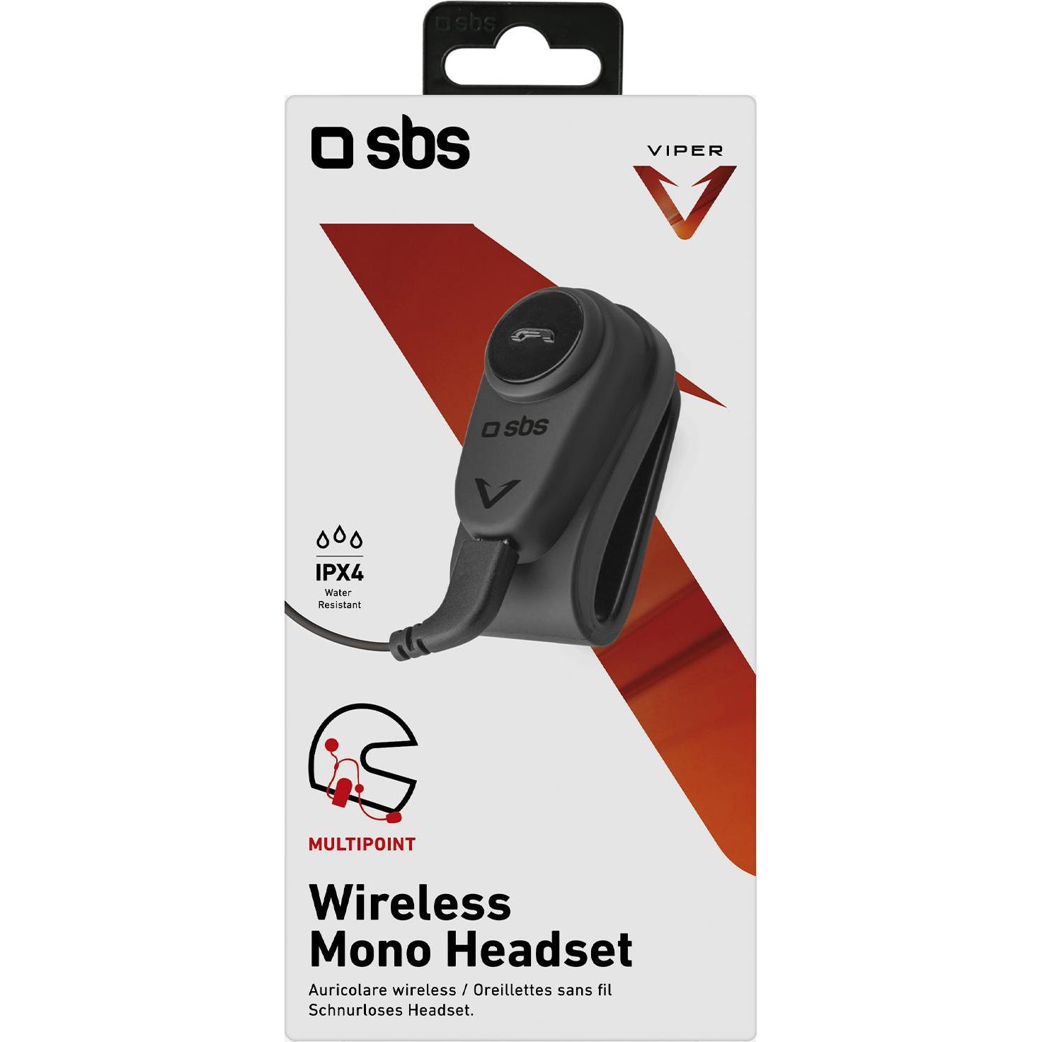 Thumbnail - SBS Drahtloses Mono-Headset für Helm (0.01 km), Walkie-Talkie, Schwarz