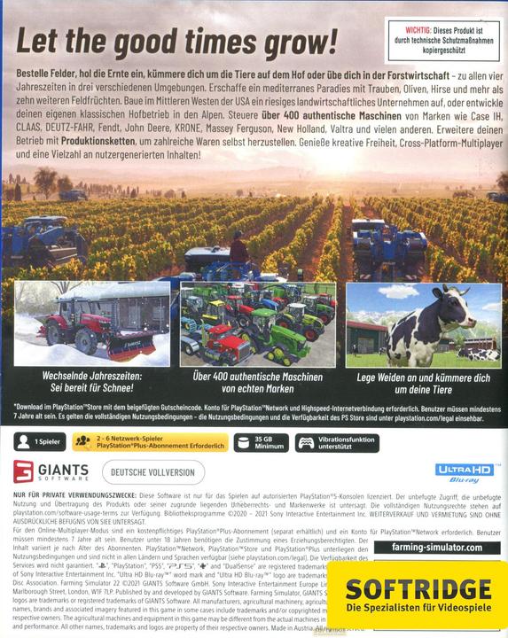 Produktbild Giants Software Landwirtschafts Simulator 22 (PS5, DE)
