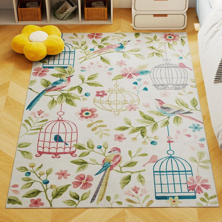 Produktbild Homcom Teppich Polyester Cremeweiss+Rosa (200 x 140 cm)