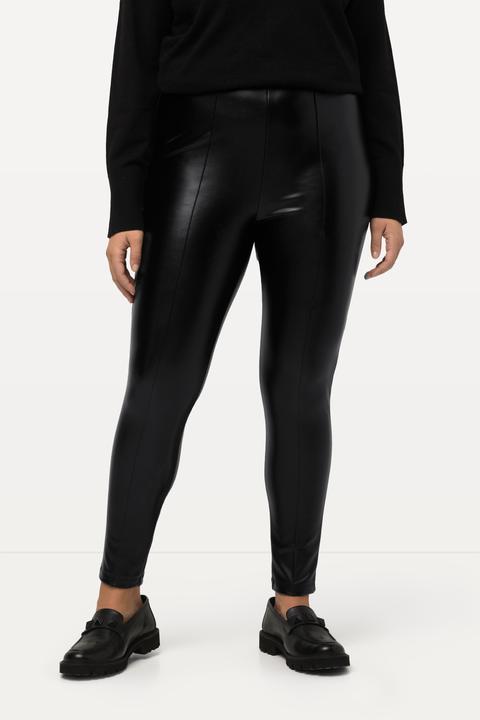 Immagine prodotto Ulla Popken Leggings slim in similpelle con cintura elastica e cuciture decorative (46, 48)