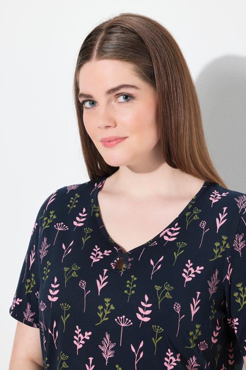Image du produit Ulla Popken Chemise de nuit en coton bio. Encolure en V et manches courtes (54)