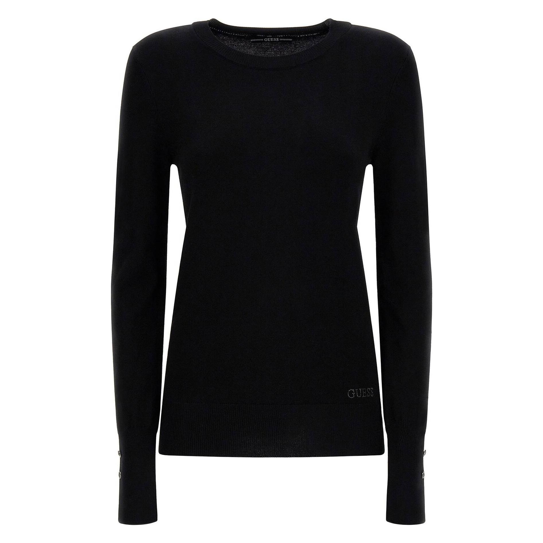 Guess, Damen, Pullover, Pullover Mit Rundhalsausschnitt, Schwarz, (Xl)