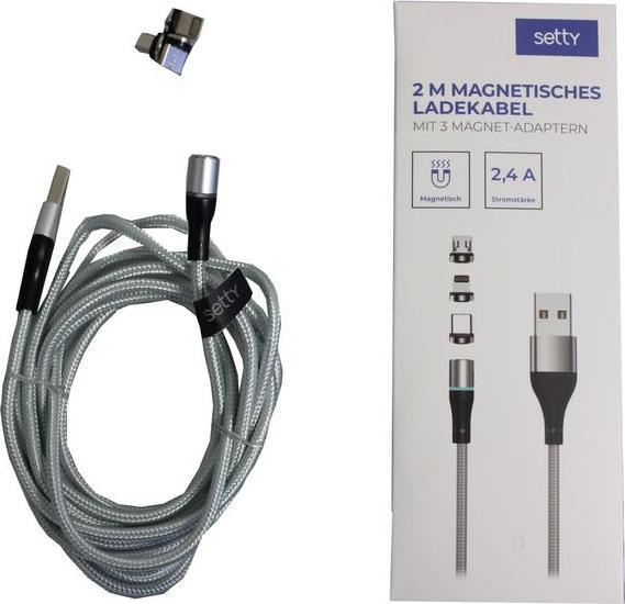 Produktbild Champ Magnetisches USB Kabel Nylon 2m 2A LED (2 m, USB 3.2 Gen 2)