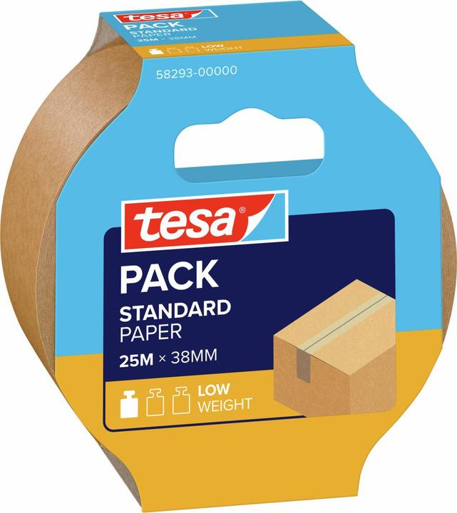 Produktbild tesa tesapack PAPER STANDARD Verpackungsband - 56 % biobasiertes Material - recyclingfreundlich (38 mm)