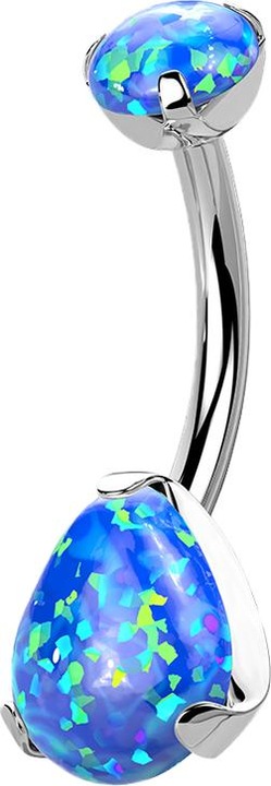 Produktbild Star Piercing Banane silber mit Opal und Opal Tropfen blau (Titan G23, ohne Messing)
