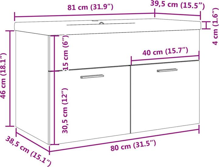 Nutritional values and ingredients vidaXL Vanity unit with built-in basin
