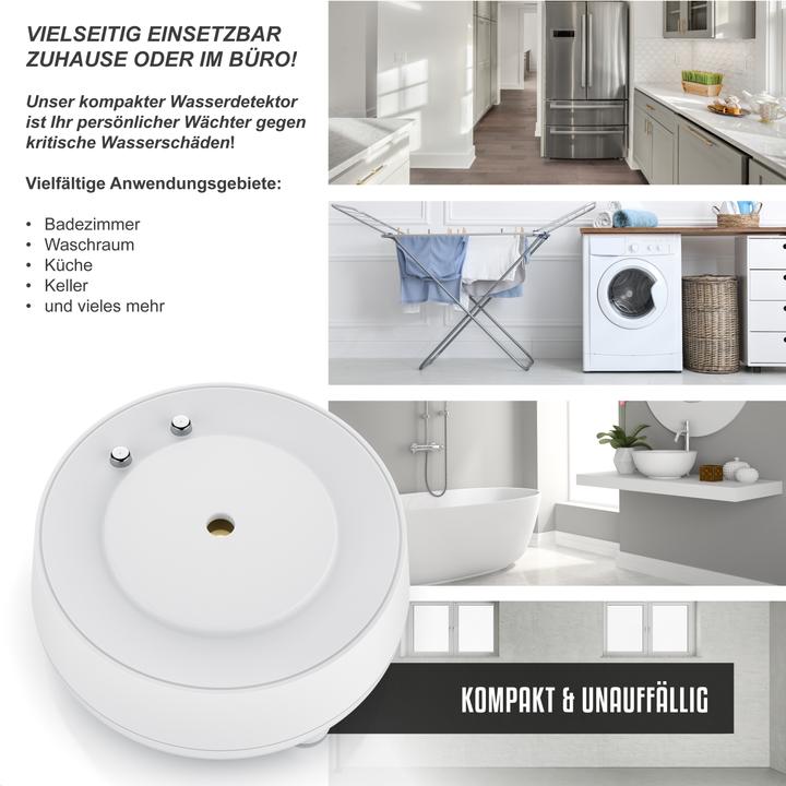Produktbild Bearware 2x Wassersensor, IP66 Mini-Wasser Detektor, 110dB lauter Alarm, Wassermelder warnt bei Wasserschäden