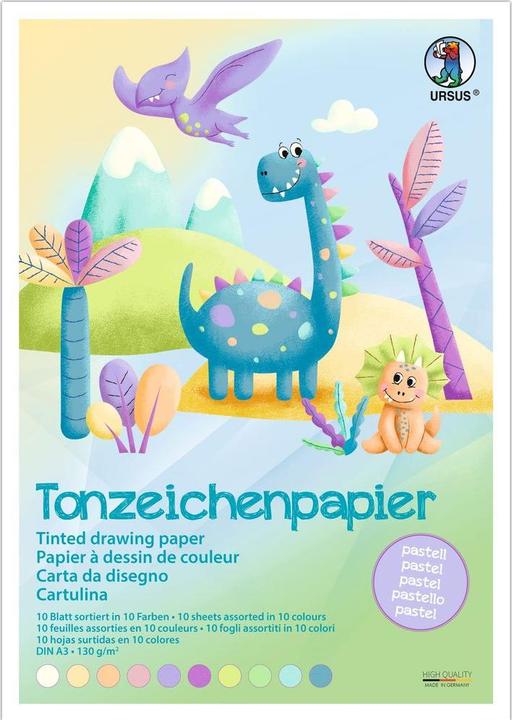 Image du produit Ursus Tonzeichenpapier A3, 130 g/m², 10 Blatt, 10 Farben (130 g/m²)