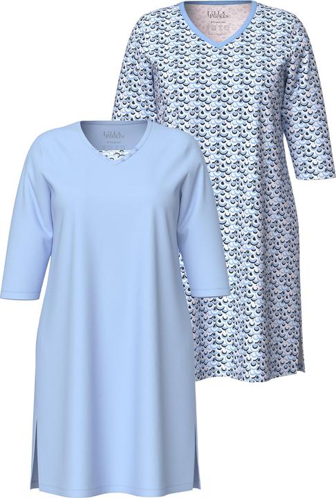 Immagine prodotto Ulla Popken Camicie da notte in confezione doppia con scollo a V e maniche lunghe (46, 48)