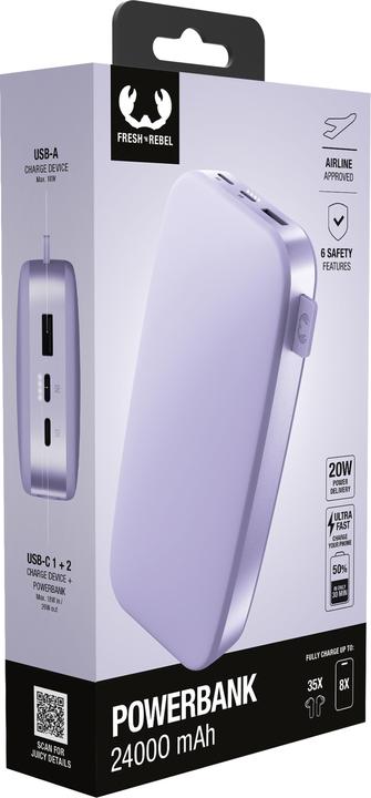 Image du produit Fresh'N Rebel Fresh 'n Rebel Powerbank 24000 mAh Lilac (24000 mAh, 20 W, 88.80 Wh)