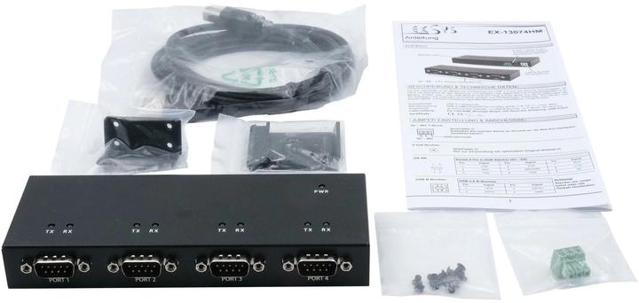 Produktbild Exsys USB 2.0 zu 4S Seriell RS-232 Ports, Metallgehäuse, mit FTDI Chip-Set