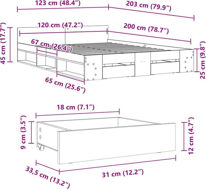Image du produit vidaXL Bettgestell (140 x 190 cm)