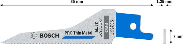 Produktbild Bosch Professional Zubehör PRO Thin Metal S325GF Blatt, 1,25 x 7 x 85 mm, 5-tlg.