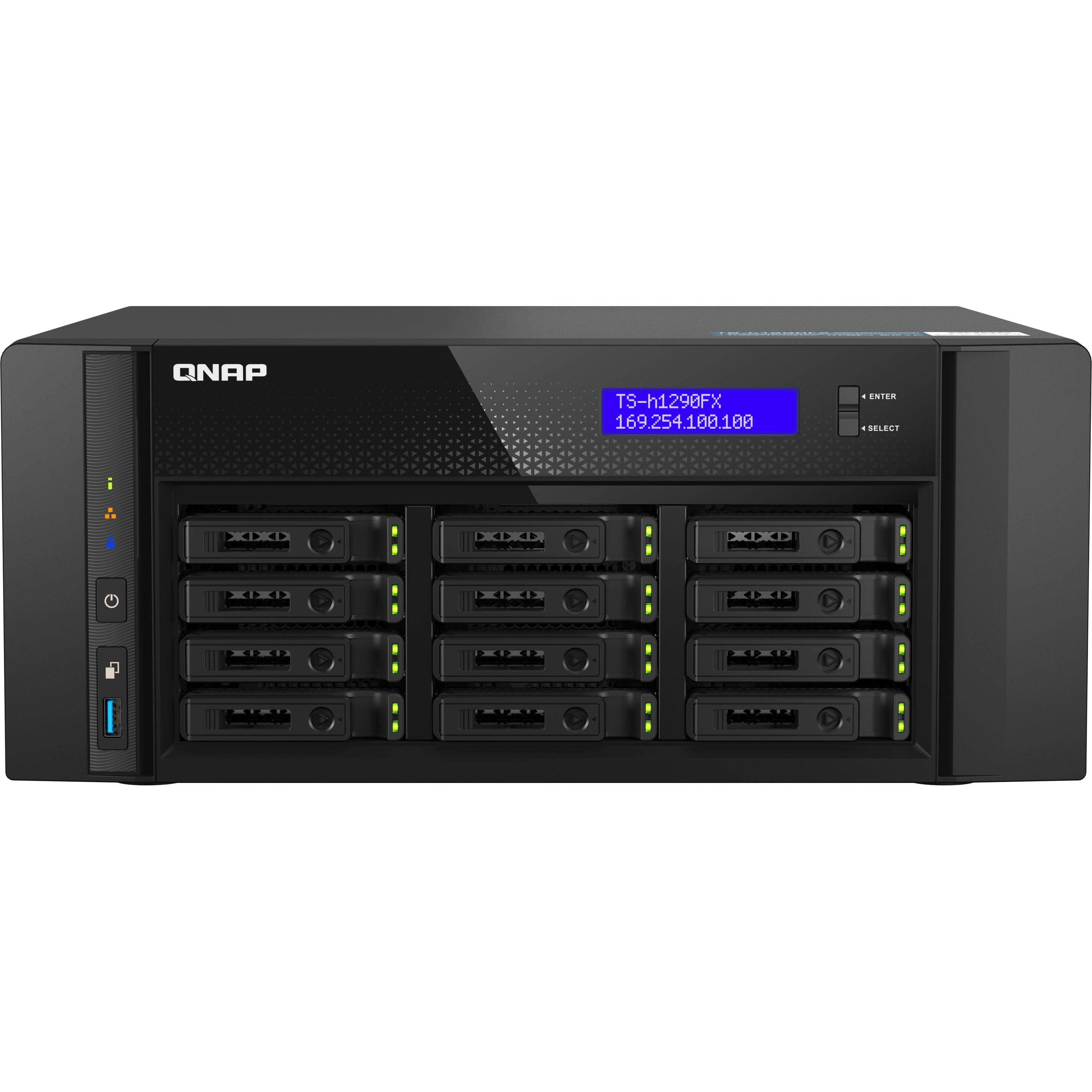 QNAP TS-h1290FX-7302P-128G (0 TB), NAS, Schwarz