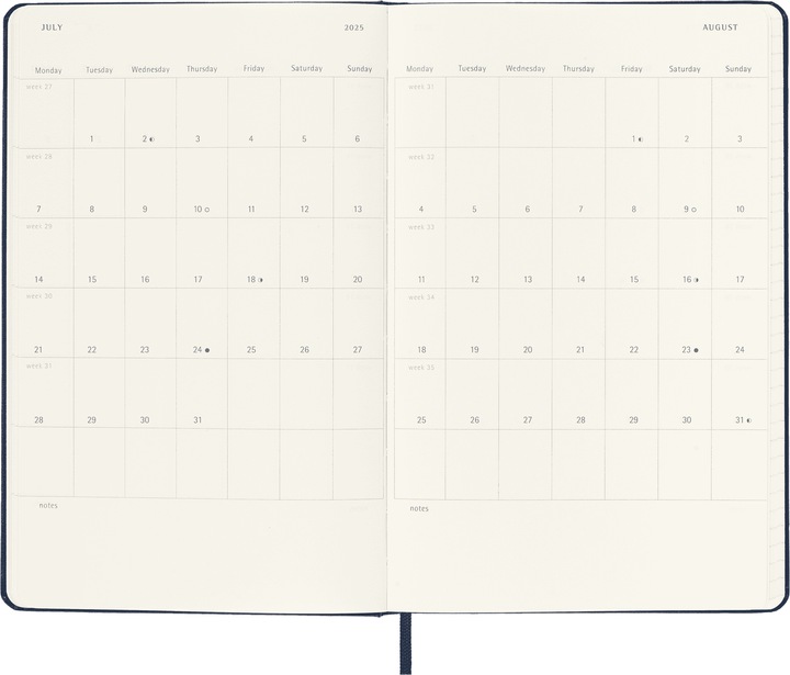 Productafbeelding Moleskine 18 maanden dagelijkse notitiekalender 2024/2025, L/A5, Harde kaft, Zwart (A5, Engels)