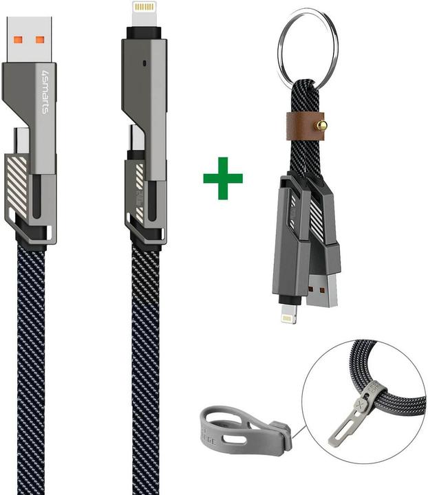 Actual product image 4smarts USB-C Kabel ComboCord und Keyring Kabel (1.50 m, USB 2.0, 240 W)