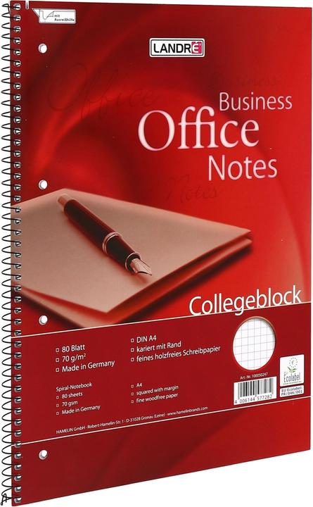 Landré A4+ Collegeblock (A4+, Kariert, Kein Einband)