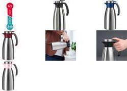 Actual product image Emsa Vacuum jug SOFT GRIP, 1.5 litre, stainless steel / blue One-handed operation with quick-tip (1.50 l)