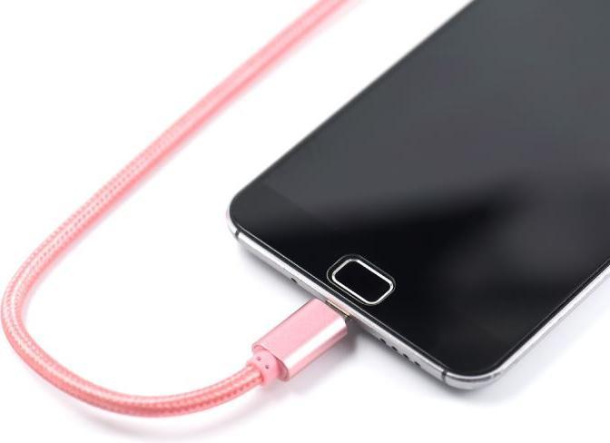 Image du produit Hermex Anki Micro USB Métal Câble de charge Tissu Câble de données 1m ROSÉ OR (1 m)