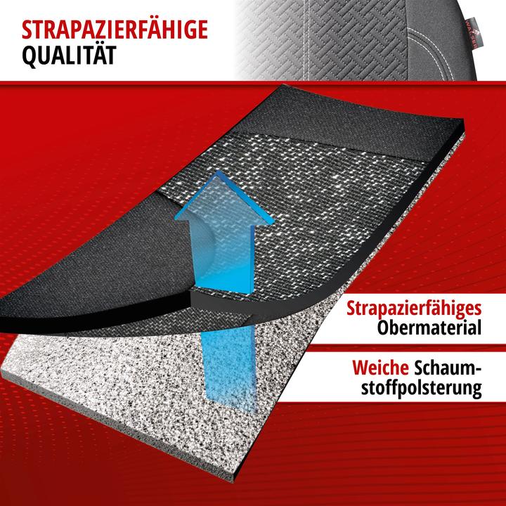Produktbild Walser Autositzbezug ZIPP-IT Corso, PKW-Schonbezüge für 2 Vordersitze mit Reiverschluss-System schwarz/sil