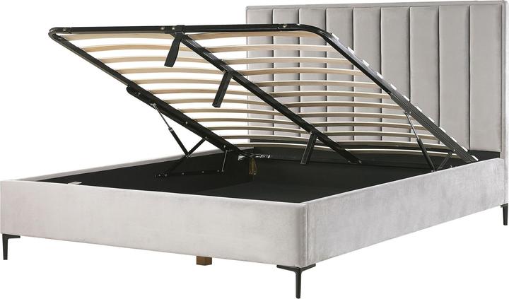 Actual product image Beliani Upholstered bed in grey velvet fabric with folding bed base 180 x 200 cm SEZANNE (180 x 200 cm)