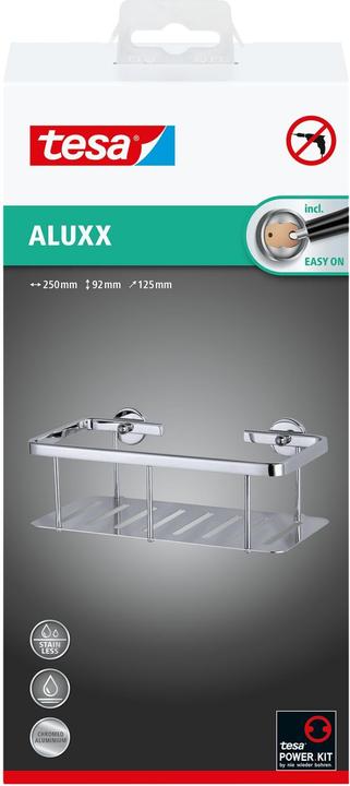 Actual product image tesa ALUXX shower basket incl. adhesive solution without drilling (12.50 x 25 x 9.20 cm)