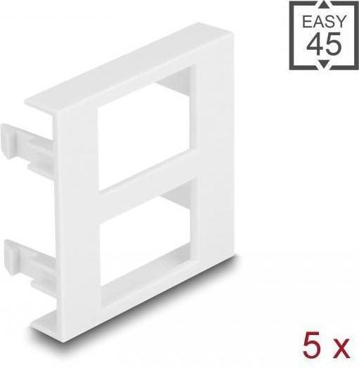 Produktbild Delock Easy 45 Modulblende 2 x Rechteck-Ausschnitt 17 x 24,3 mm, 45 x 45 mm 5 Stück weiss