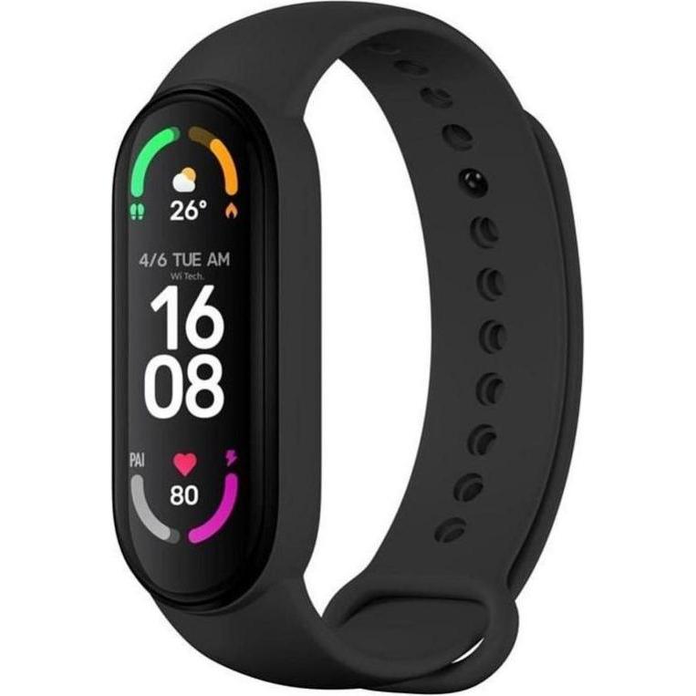 OEM Strap Silicone strap for XIAOMI Mi Band 5 / 6 / 7 black (01) (Silicone), Cinturini per orologi, Nero