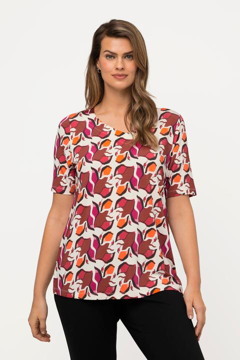 Immagine prodotto Ulla Popken Maglia classica in tessuto fluente dal design rétro con scollatura a cuore e mezze maniche (50, 52)