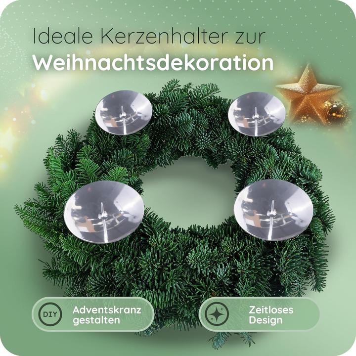Produktbild Novaliv 8x Kerzenhalter Stumpenkerzen mit Dorn 10cm SILBER Kerzenteller Adventskerzenhalter (10 x 10 x 10 cm)