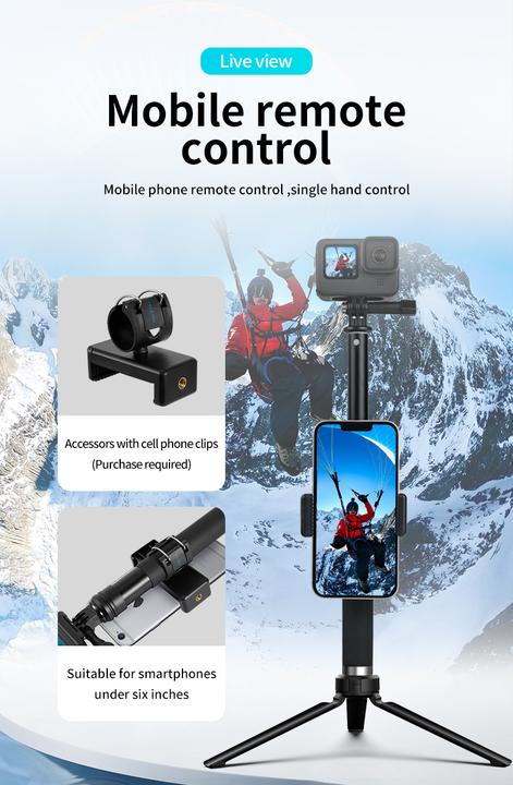 Actual product image Telesin Selfie stick / tripod for sport cameras (GP-MNP-090-S)