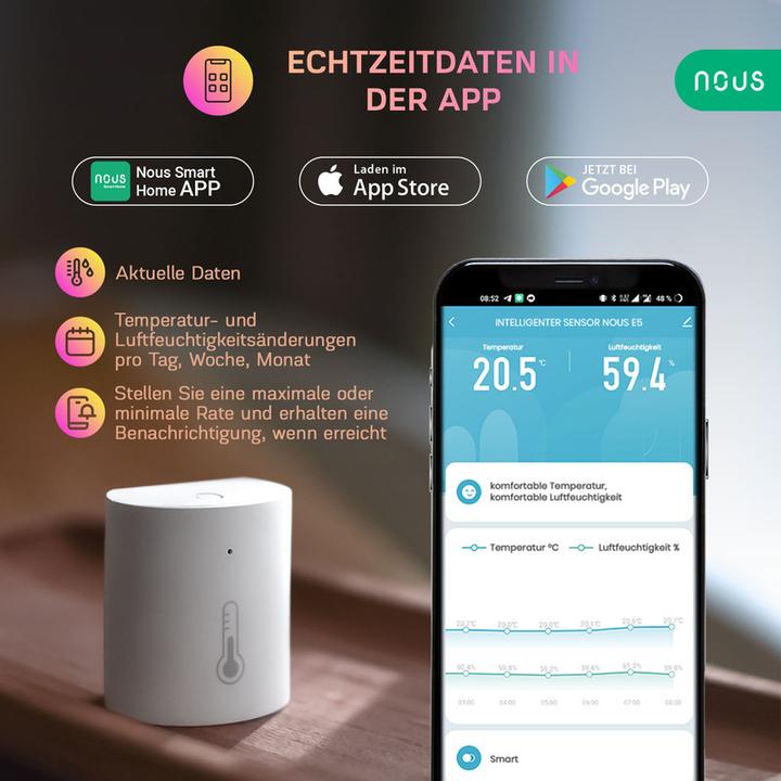 Produktbild Nous Smart Humidity & Temperature Sensor E5 ZigBee
