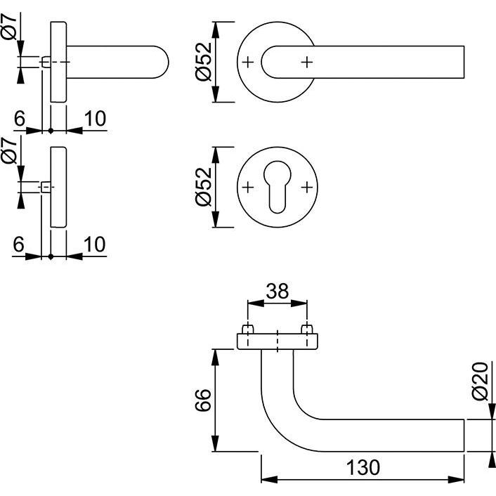 Thumbnail - Magni, Türgriff + Fenstergriff, Hoppe WE-Grt-Rosette, F69 E58/42H/42HKVS/150,8, PZ (Türgarnitur)