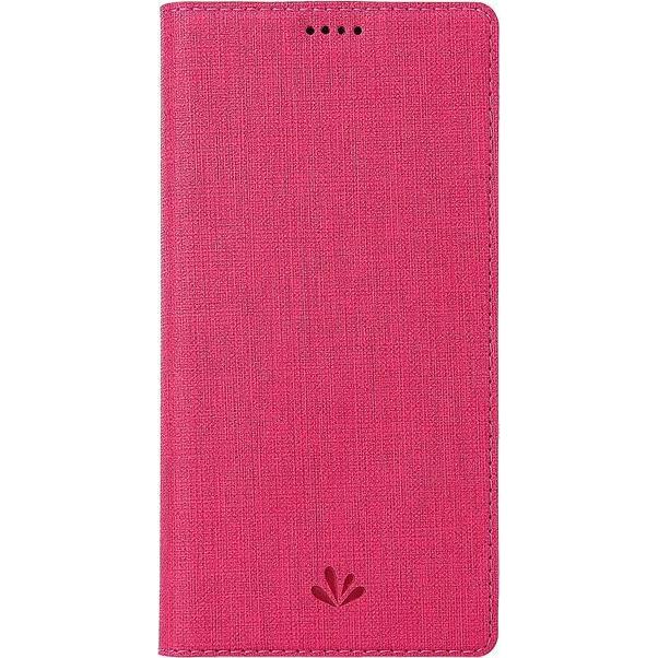 MU Classic Leder Bookcover Hülle (HTC Desire 19+), Smartphone Hülle, Rosa