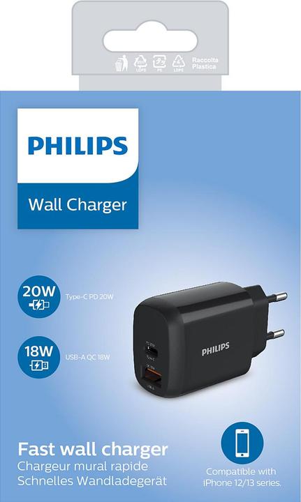 Actual product image Philips - 18W AC CHARGER 1 USB-TYPE-C AND 1 USB-A PORT (20 W)