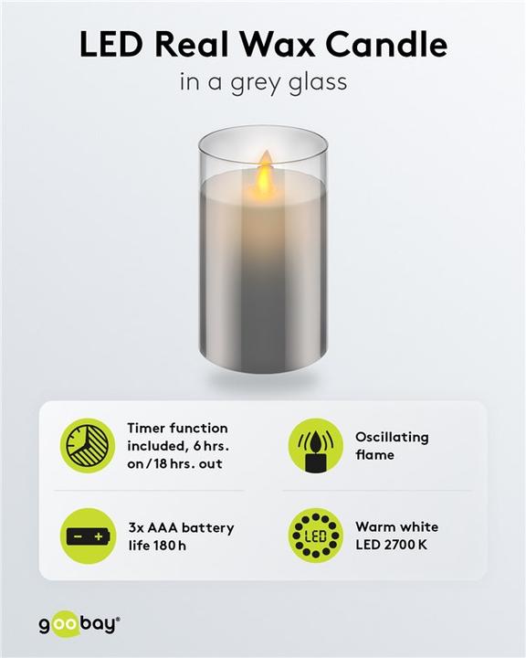 Productafbeelding Goobay LED kaars van echte was, 75x125mm