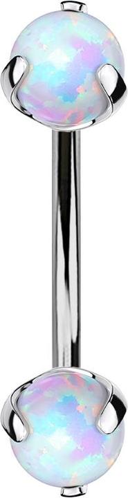 Actual product image Star Piercing Micro Banane silber Innengewinde mit zwei Kugeln Opal weiss gefasst (without brass, Titanium)