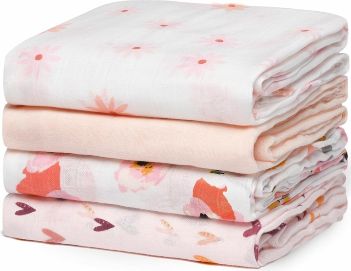 Momcozy Couverture Muslin Swaddle 4 Pack (120 cm, 120 cm)