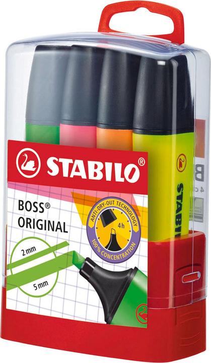Produktbild STABILO BOSS Original BOSSparade Textmarker in Plastikbox - 4-teilig. (4x)