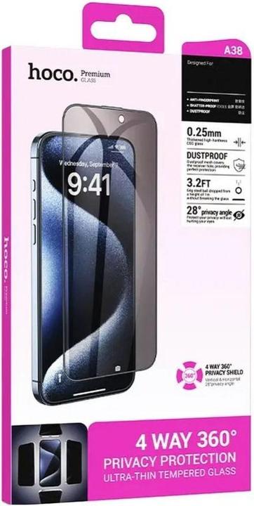 Immagine prodotto Hoco Protective glass tempered glass 360-degree for IPHONE 15 Pro (1 pz., Apple iPhone 15 Pro)