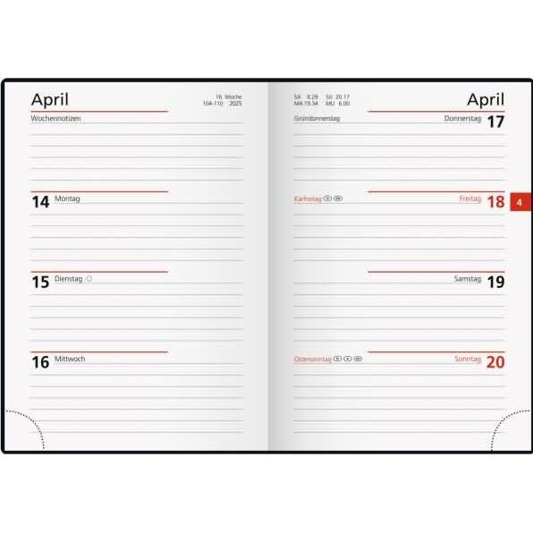 Thumbnail - Rido, Agenda, Taschenkalender Kunststoff schwarz (10 x 14 cm, Deutsch)