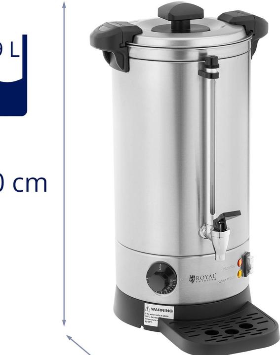 Produktbild Royal Catering Wasserkocher Edelstahl Heisswasserbereiter Heissgetränkespender 1500W 9 l