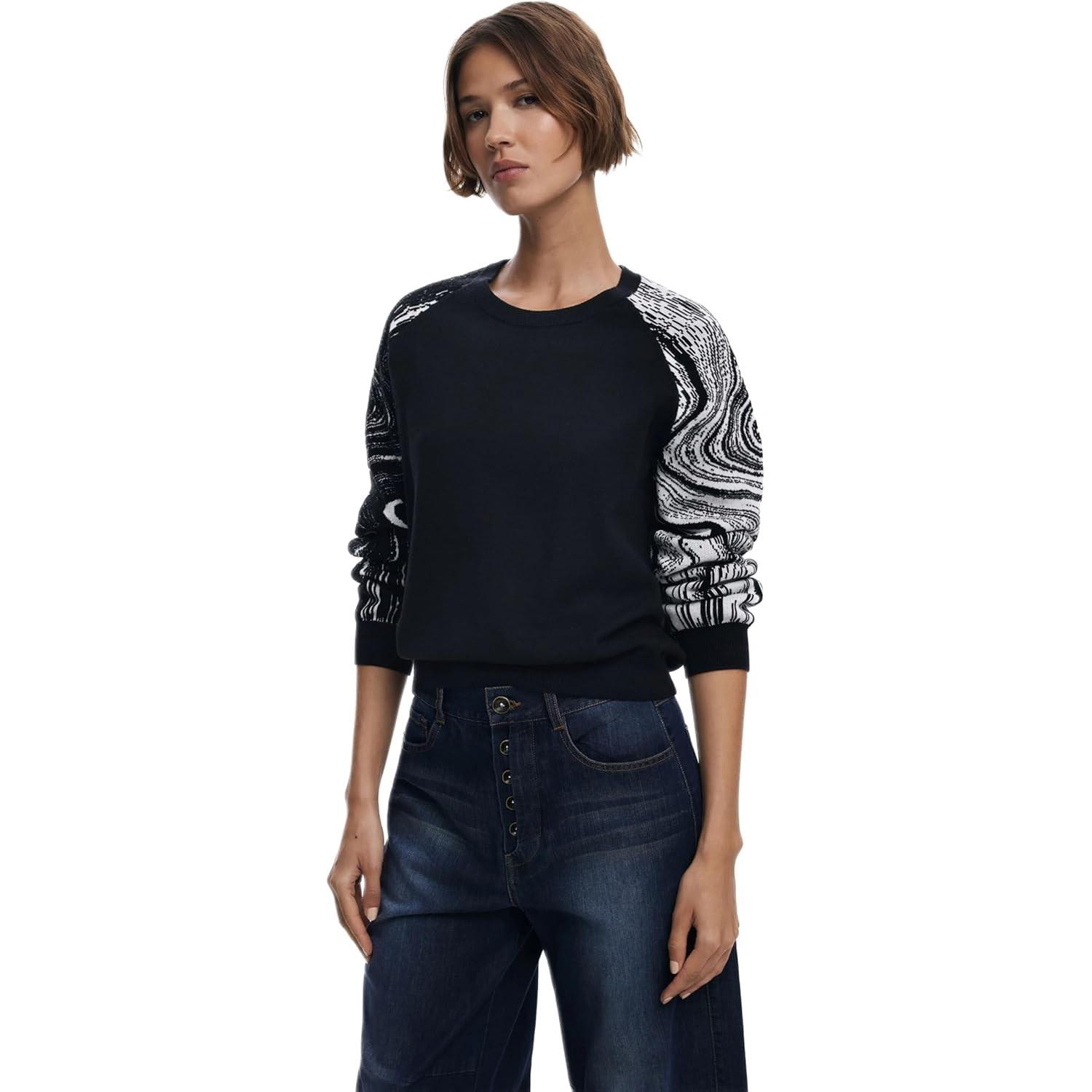 Desigual Donna Nero Donne, Felpa + Maglione, Maglia (Xl)