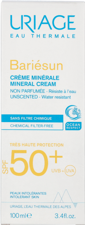 Label énergétique Uriage Crème minérale Bariésun (Crème solaire visage, SPF 50, 100 ml)