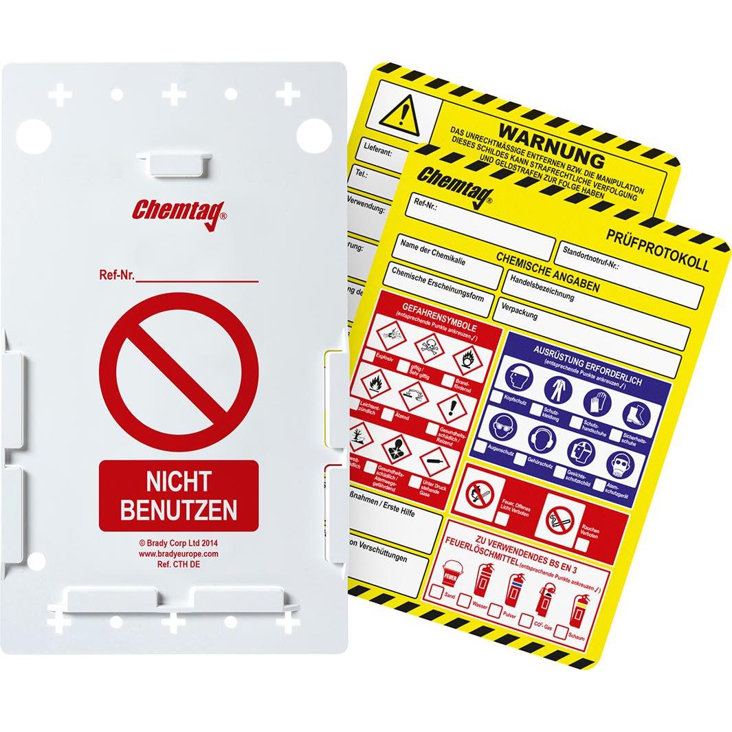 Brady, Segnaletica di sicurezza, CHEM-DE-CTI-STD-10, Etichette con inserto Chemtag, polipropilene, multicolore, 193 x 144 mm, Besch