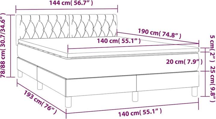 Actual product image vidaXL Boxspringbett (140 x 190 cm)